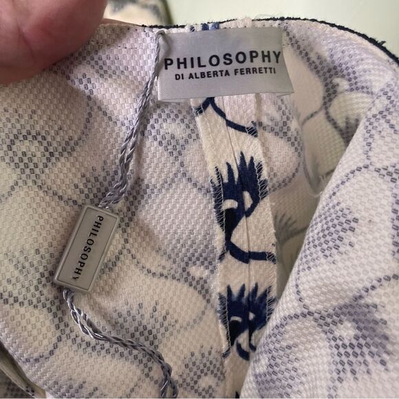 Philosophy di Alberta Ferretti White Blue Sleeveless Sheath Dress Size 6 US - Picture 3 of 6